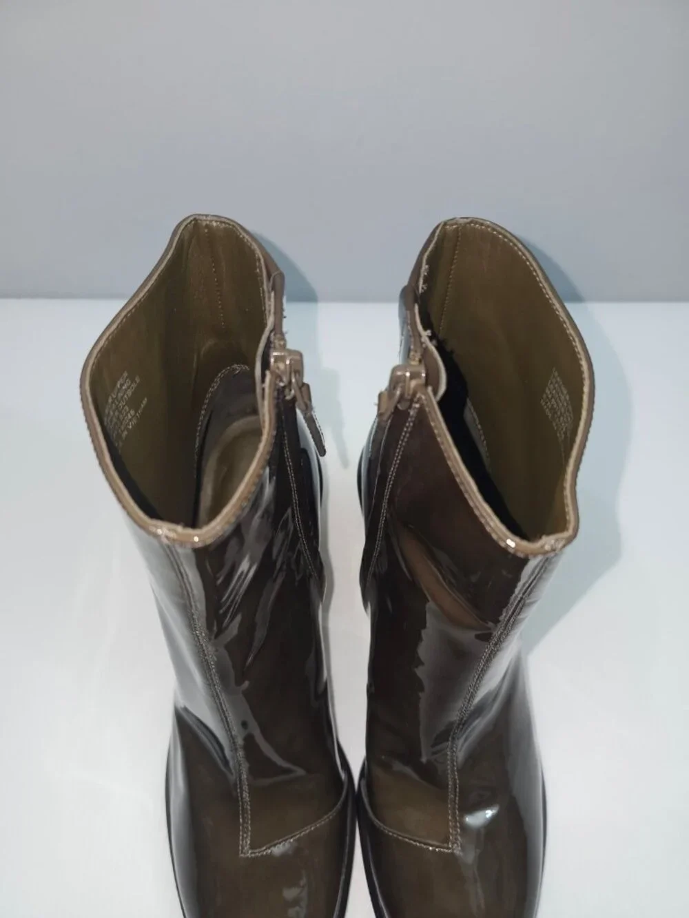 Tory Burch Brooke Ankle Boot Womens 9 Dark Moss Green Patent Leather Block Heel